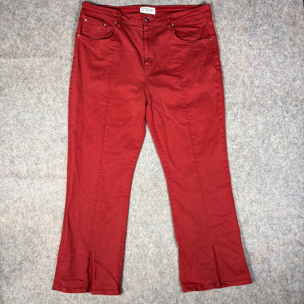 Derek Lam 10 Crosby Jeans Womens 34 Red Front Seam Split Hem Crop Flare WaxDenim